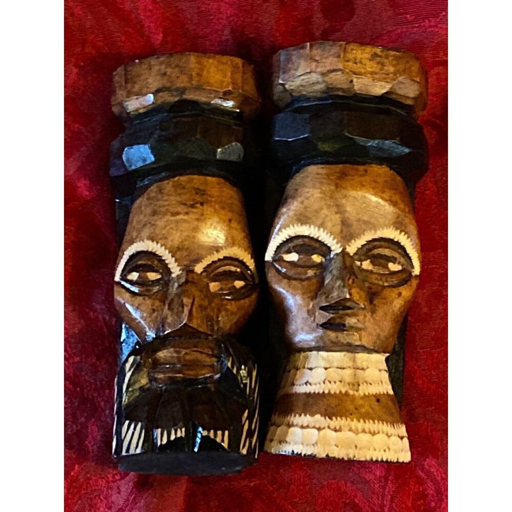 Solid Carved Wood Tribal Couple Jamaica